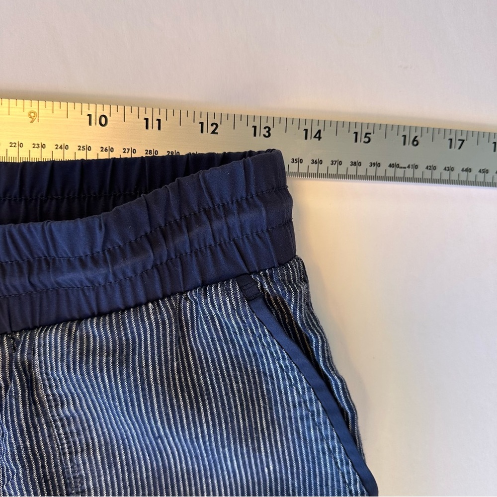 ATHLETA Bali 100% Linen Pull On Pants Womens Size 4 Navy Stripe Nautical Coastal - Picture 12 of 15